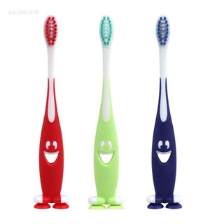 Biggerlove 3 piezas de cepillo de dientes de cerdas suaves para bebé, limpiador de dientes sonriente, entrenamiento, cuidado Dental