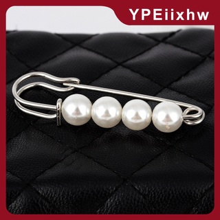 broche blanco de perlas sintéticas de metal plateado grande broche de seguridad suéter bufanda clip