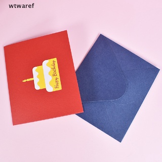 [wtwaref] Birthday Cake 3D Handmade Pop Up Card Cut Postcard Greeting Gift Cards CL