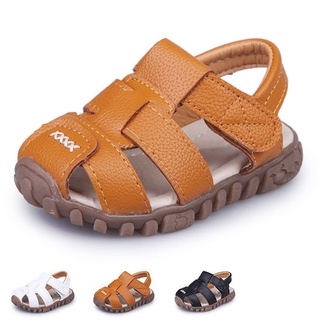Sandalias de verano para niñas niños-nuevos niños sandalias de cuero suave cerrado del dedo del pie niño bebé zapatos de verano niños y niñas niños zapatos de playa deporte sandalias de niños (1)