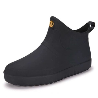 Moda antideslizante tubo corto botas de lluvia de los hombres zapatos de agua más terciopelo botas de lluvia planas 8.31 (3)