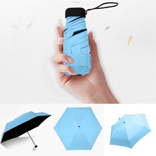 Ly Mini paraguas de doble uso Unisex paraguas de lluvia bolsillo compacto portátil Anti-UV recubrimiento Parasol impermeable protector solar moda 5 pliegues paraguas de sol Multicolor (4)