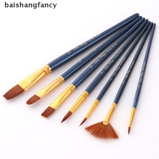 Bsfc 7Pcs Nylon Artist Wooden Handle Painting Brushes Acrylic Oil Painting Supplies Fancy