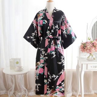 mujer sexy impresión flor kimono bata de baño bata lencería camisón