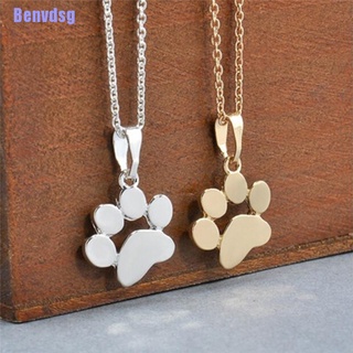 Benvdsg> collar de cadena con colgante de pata de gato para mujeres/lindas mascotas/perros/huellas