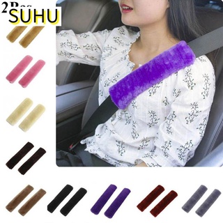 Suhu 2 unids/Set moda cinturón de seguridad de coche almohadilla de hombro Auto cinturón de seguridad arnés cubierta de conducción cómodo vehículo suave felpa/Multicolor