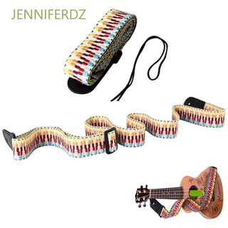 Jenniferdz correas ukelele cinturón trenzado colorido correa de guitarra accesorios arco iris estilo nacional Retro ajustable