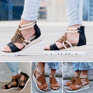 Sandalias Para mujer casuales De Dedo abierto sandalias De cuña De verano verano Vestir playa cremallera Plataforma zapatos romanos