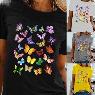 playera/camiseta de manga corta con estampado de mariposas para mujer/camiseta de cuello redondo/top/top/top/camiseta para mujer
