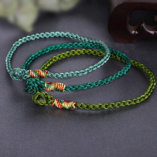 Meetvii Handmade Lucky Green Bracelets & Bangles For Women Men Tibetan Buddhist Hand Braided Knots Rope Adjustable Bracelets