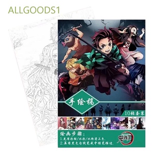 ALLGOODS1 10 pages/book Colouring Book Special Copy Book Toy Demon Slayer Coloring Book Anime Demon Slayer Graffiti Notebook Cute for Children Adult Size A4 Relieve Stress Painting Book
