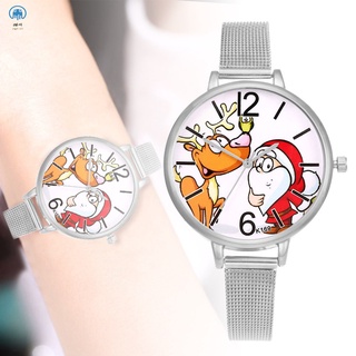 Reloj de cuarzo impreso de navidad con esfera redonda/relojes Unisex para parejas/regalos para adolescentes