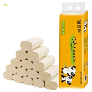 Onl 12 rollos de pulpa de bambú papel higiénico toallas de 4 capas espesar tejido de baño Biodegradable