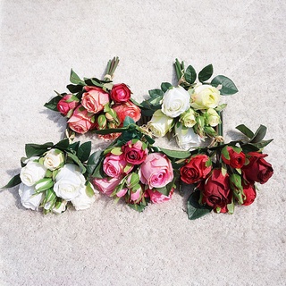 xishengj.cl 9 unids/bouquet flores de imitación realistas hermosas hermosas rosas artificiales de seda falsas para el hogar