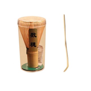 batidor japonés de bambú matcha y cuchara chashaku matcha