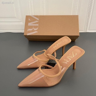 ✑ZARA new high women s shoes nude color pvc transparent pointed temperament Baotou sandals stiletto sandals women (1)