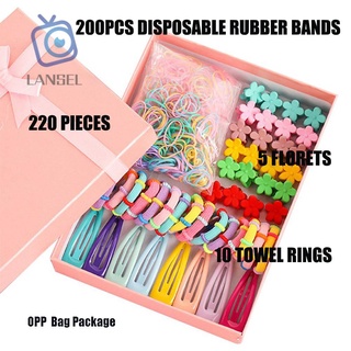 ❤LANSEL❤ 220 unids/Set con OPP bolsa de pelo cuerda elástica accesorios horquilla Clip de pelo BB Color caramelo niñas niños regalos