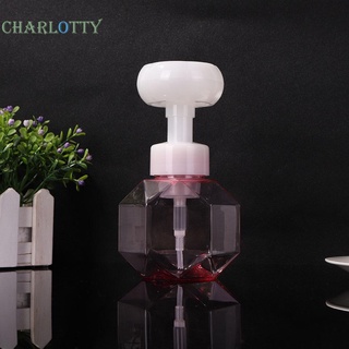 [cha] Nuevo dispensador de jabón líquido, bomba de espuma en forma de flor botella vacía de plástico transparente botella de espuma de ducha