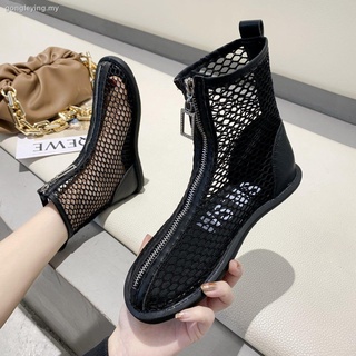 Verano Martin botas estilo mujer transpirable 2021 nueva malla hueco sandalias planas sandalias delgadas botas cortas