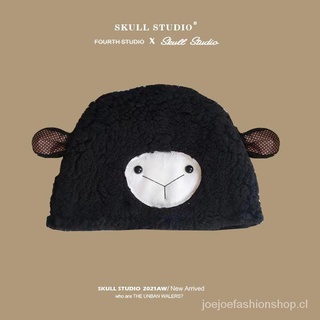 t83o Gorro de lana lindo de peluche divertido suéter de niña con volantes peludos mismo estilo Orejas de conejo sombrero tejido oso invierno (6)