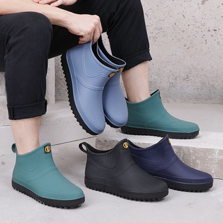 TrendRubber hombres zapatos de lluvia deslizamiento en botas de tobillo impermeables de PVC botas de lluvia de trabajo zapatos planos 2021 moda hombres botas casuales