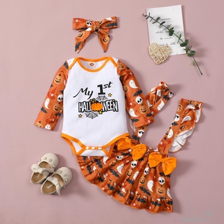 Ll5-Baby Halloween impreso conjunto de ropa, niña de manga larga O-cuello mameluco+falda de suspenso+diadema de nudo de arco (1)