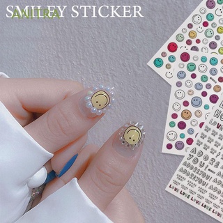 ANITRA Candy Color Smiley Face Nail Stickers Fashion Self Adhesive DIY Nail Art Decoration Cute Expression Cartoon Ultra-thin Japanese Manicure Accessories