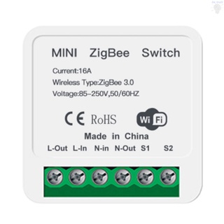 Mini ZigBee interruptor módulo 16A inteligente relé interruptor de luz APP Control remoto Control de voz DIY interruptor módulo de automatización de electrodomésticos (AC 85-250V)