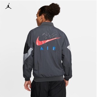 Nike chamarra de los hombres Air Jordan AJ4 negro cemento impresión completa de los hombres de béisbol tejido chamarra cortavientos chamarra delgada suelta pareja chamarra CQ8308-070-010 (2)