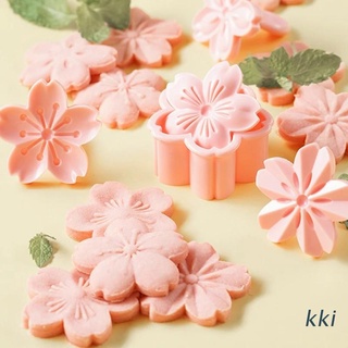 kki. 5 unids/set sakura molde de galletas sello cortador de galletas flor de cerezo flor diy floral mooncake molde