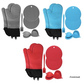 Abeto manoplas de cocina con portavasos y Mini guantes de silicona juego de superficie antideslizante