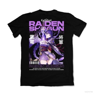 Genshin Impact-Raiden Shogun T-Shirt Manga Corta Deportes Tops Casual Suelto Camiseta Halloween Más Tamaño Juego