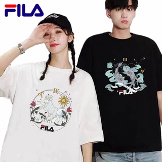 FILA pareja constelación manga corta suelta Casual hombres y mujeres impreso camiseta
