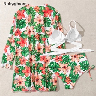 [nnhgghopr] push-up estampado floral bikini traje de baño mujeres 3pcs cintura alta bikini conjunto trajes de baño venta caliente (9)