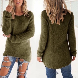 shou- streetwear top de punto de dobladillo irregular suéter resistente al frío para uso diario