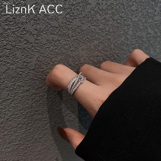 ☃✟✜Anillo de circonio de alto sentido anillo de lujo ligero femenino ahora exquisito diseño de nicho de personalidad de moda en anillo de dedo índice de marea