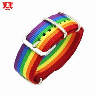 Nylon arco iris lesbianas Gays bisexuales transgénero pulseras para mujeres niñas orgullo tejido trenzado hombres pareja amistad joyería (1)