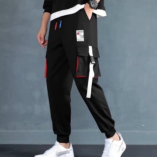 Verano delgado nacional tendencia hip-hop monos de los hombres versión coreana de la tendencia de cintas funcionales nueve puntos pantalones marea marca todo-partido casual pantalones (1)