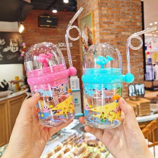 Creativo diseño de Spray de agua de los niños tazas/libre de BPA de grado alimenticio Tritan Material/más Popular bebé alimentación pajitas botellas de agua/al aire libre portátil niños tazas de agua para estudiantes, niño, niñas (1)