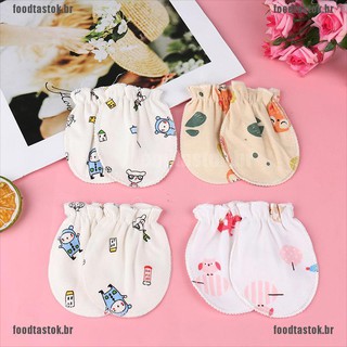 (Fo-Stok) 4 Pares De guantes Anti-arañazos suaves con diseños lindos Para bebés y niñas (1)