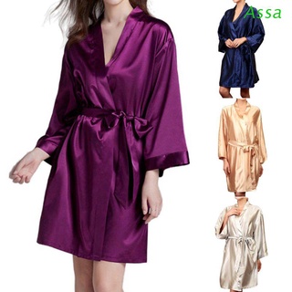 Vestido Kimono bata De Seda corta para mujer/ropa De dormir/ropa De dormir/ropa De dormir/ropa De dormir con cinturón