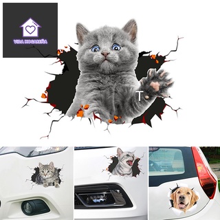 Crack Car Sticker Creative Cat/Dogs 3D Self-adhesive Sticker for Window Wall Waterproof