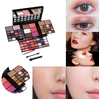 qininkn paleta de maquillaje multifuncional de larga duración con cepillo pro maquillaje conjunto de purpurina mate paleta para mujer