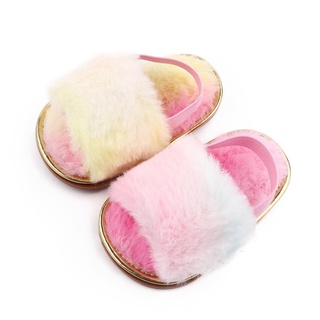 Zapatillas de felpa para bebé, suave antideslizante, estampado de tinte de corbata, zapatos de dormitorio cálidos de invierno (5)