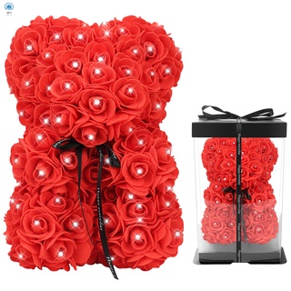 Flor de rosa Artificial totalmente ensamblada oso de peluche caja de regalo de lujo para novia aniversario boda