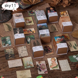 SKY 100PCS Gift Scrapbooking Background Scrapbook Supplies Collection Book Series Mini Note Cards DIY Material Greeting Postcard Stationery Journal Diary Decor Collage Paper