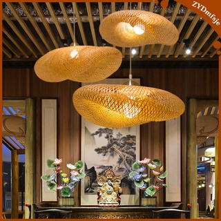 Vintage Bamboo Chandelier Lamp LED Droplight Lighting for Cafe Bar Decor
