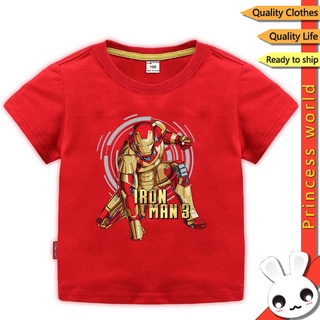 Los niños de la moda de Iron Man Spiderman creativo niños T-shirt Ins foto Popular modelos de ropa de niños