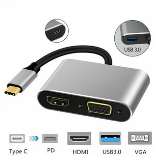 Eelectrofunky/usb C a 4K HDMI VGA adaptador CLDAY 4 en 1 Hub USB OTG carga de alimentación PD puerto Compatible tipo C
