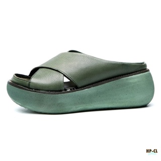 Sandalias de rebote zapatillas de cruz correa Vintage antideslizante cuero de la PU para las mujeres de verano (4)